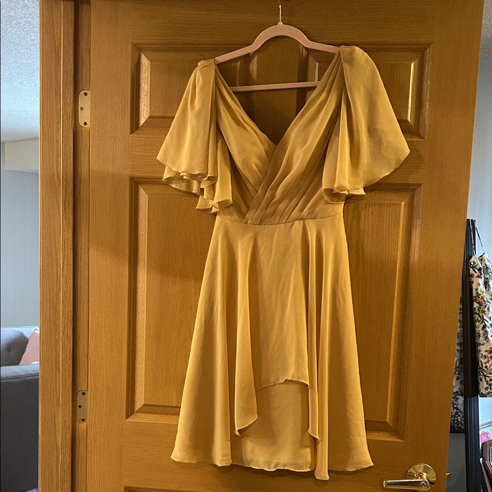 Azazie Mustard High-Low Dress